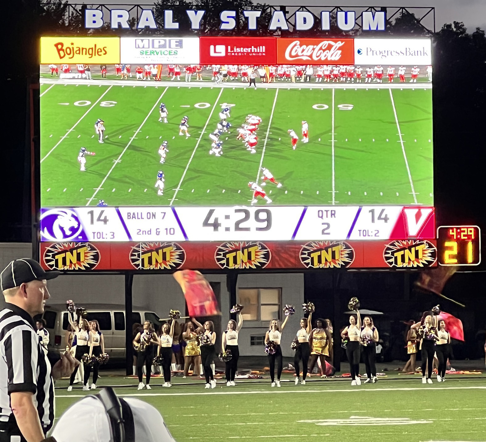 Braly Stadium scoreboard layout